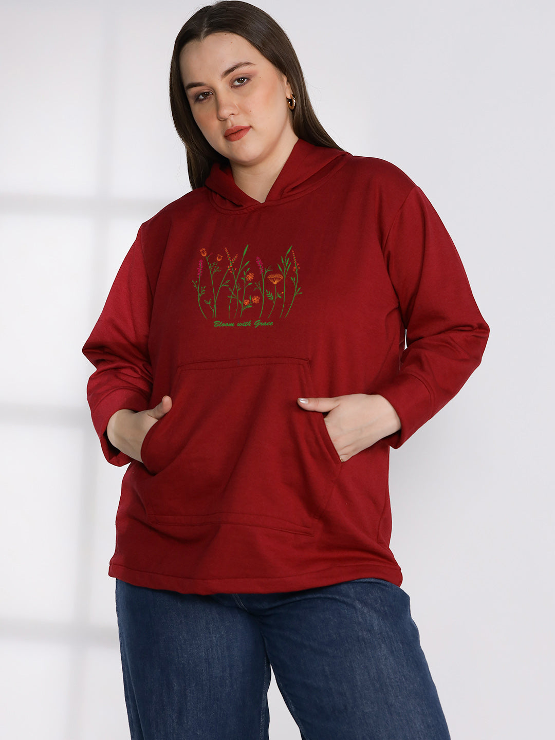 Maroon Fleece Hoodie - BloomGrace