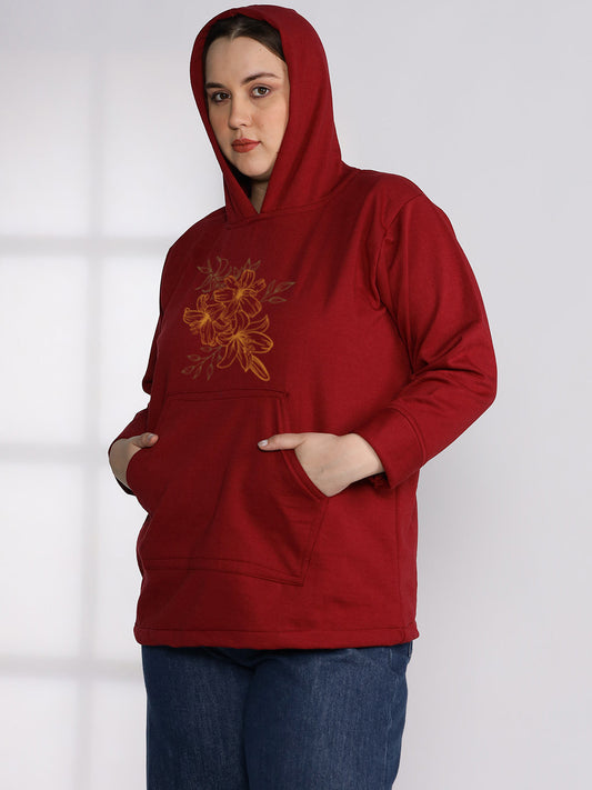 Maroon Fleece Hoodie - SunsetDahlia