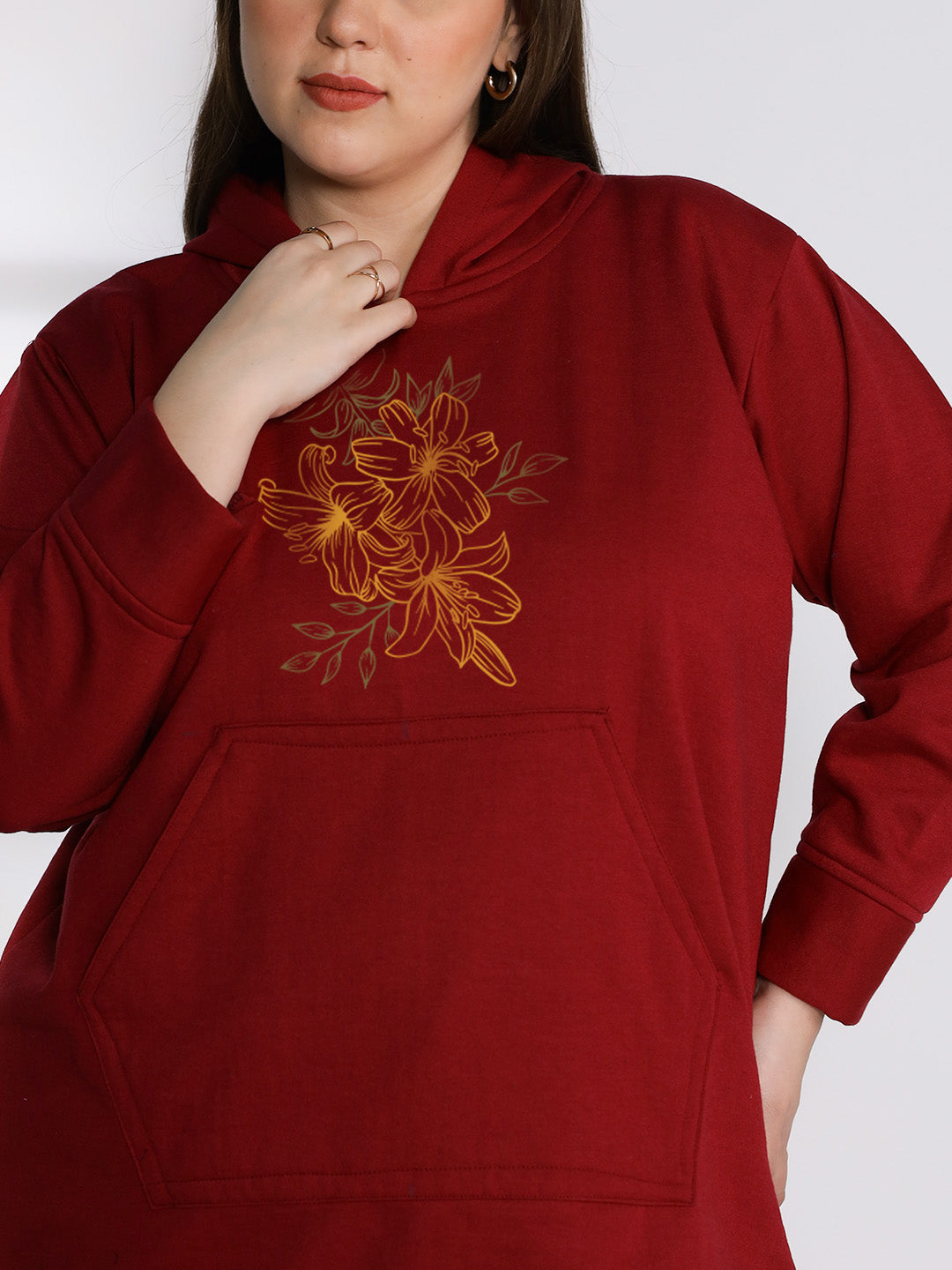 Maroon Fleece Hoodie - SunsetDahlia