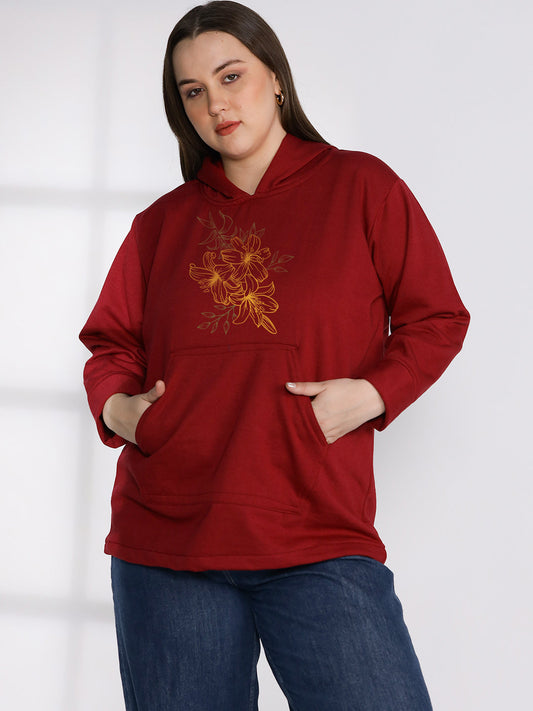 Maroon Fleece Hoodie - SunsetDahlia