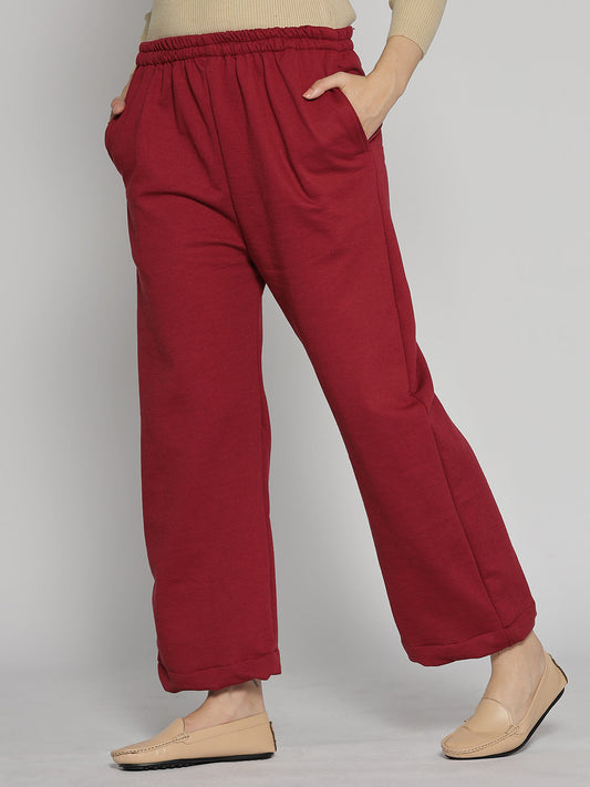 Maroon Fleece Palazzo