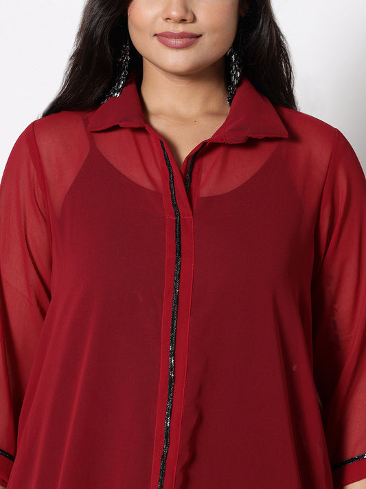 Maroon Georgette ShirtTop