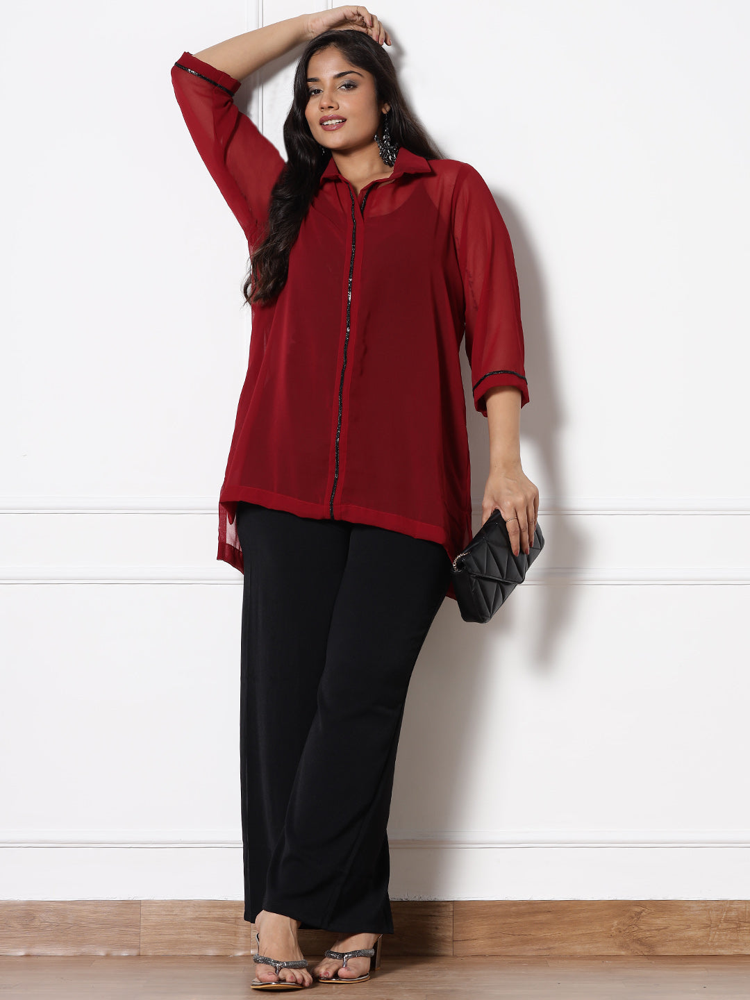 Maroon Georgette ShirtTop