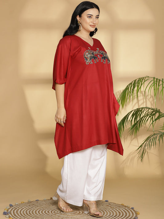 Maroon Kaftan Kurta - Boar