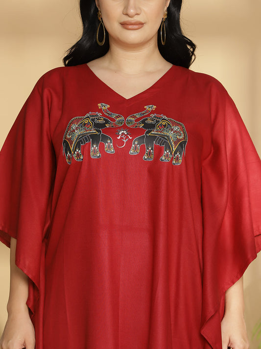 Maroon Kaftan Kurta - Boar