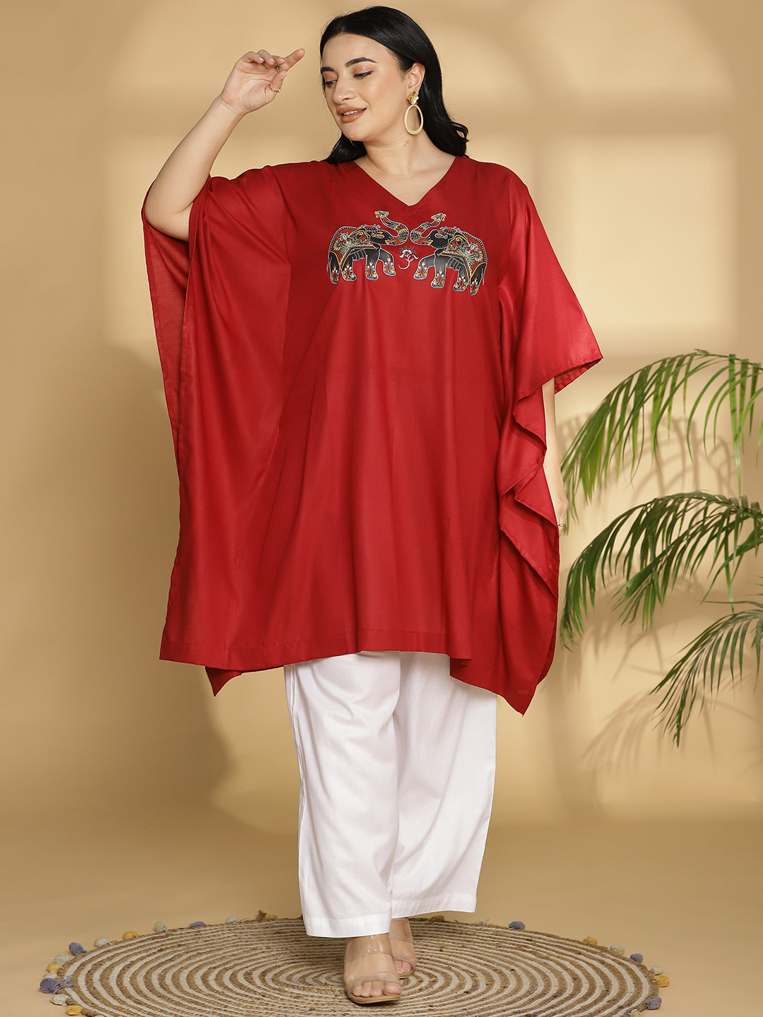 Maroon Kaftan Kurta - Boar