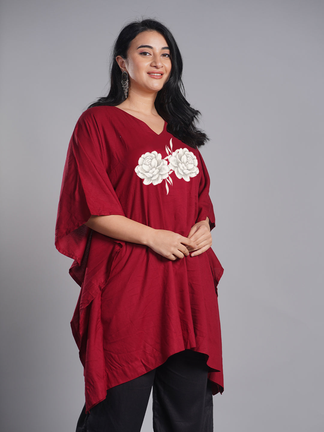 Maroon Kaftan Kurta - Pure