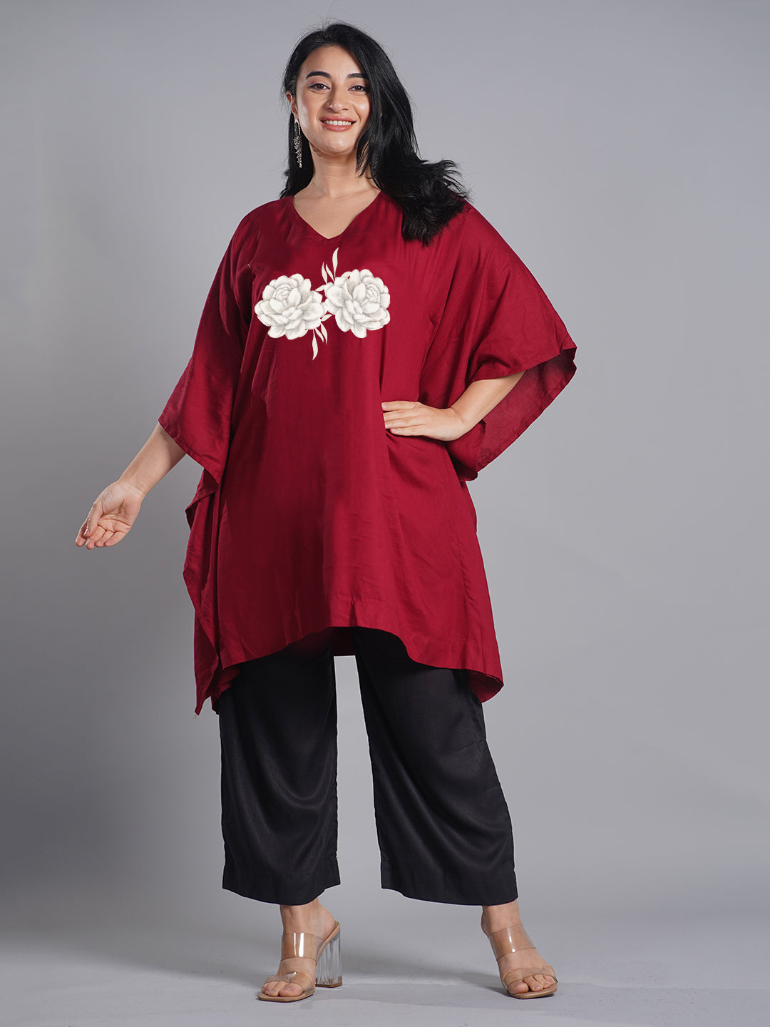 Maroon Kaftan Kurta - Pure