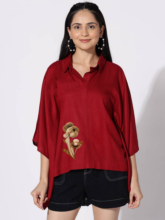 Maroon Kaftan Top - Rustic Garden