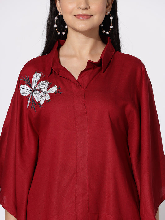 Maroon Kaftan Top - Scarlet Petal
