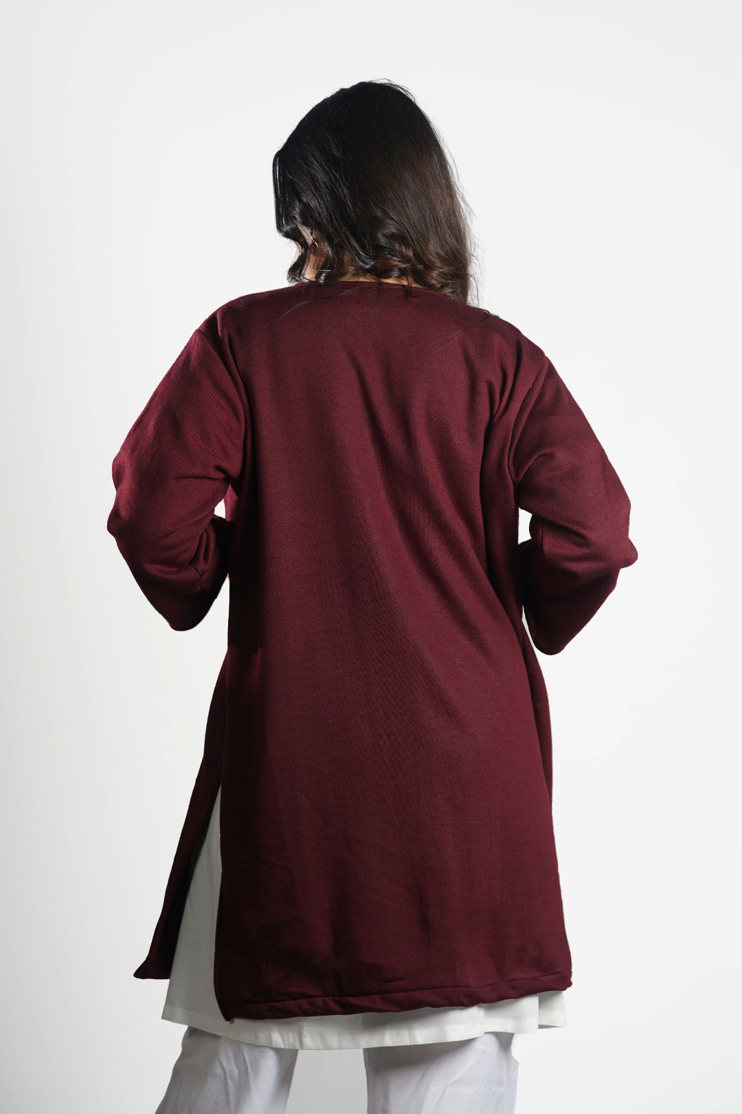 Maroon Longline Shrug - Solid