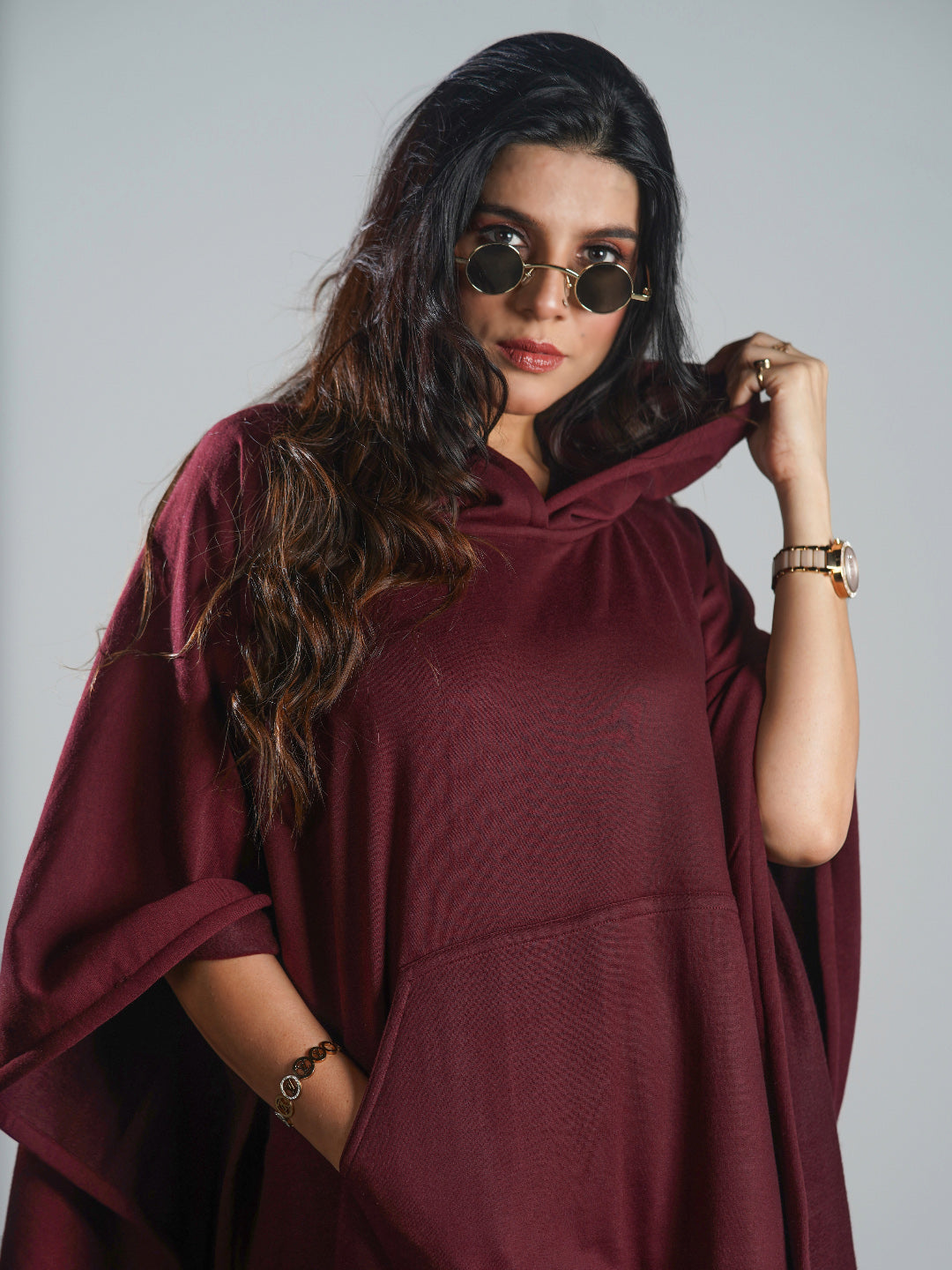 Maroon Poncho Hoodie