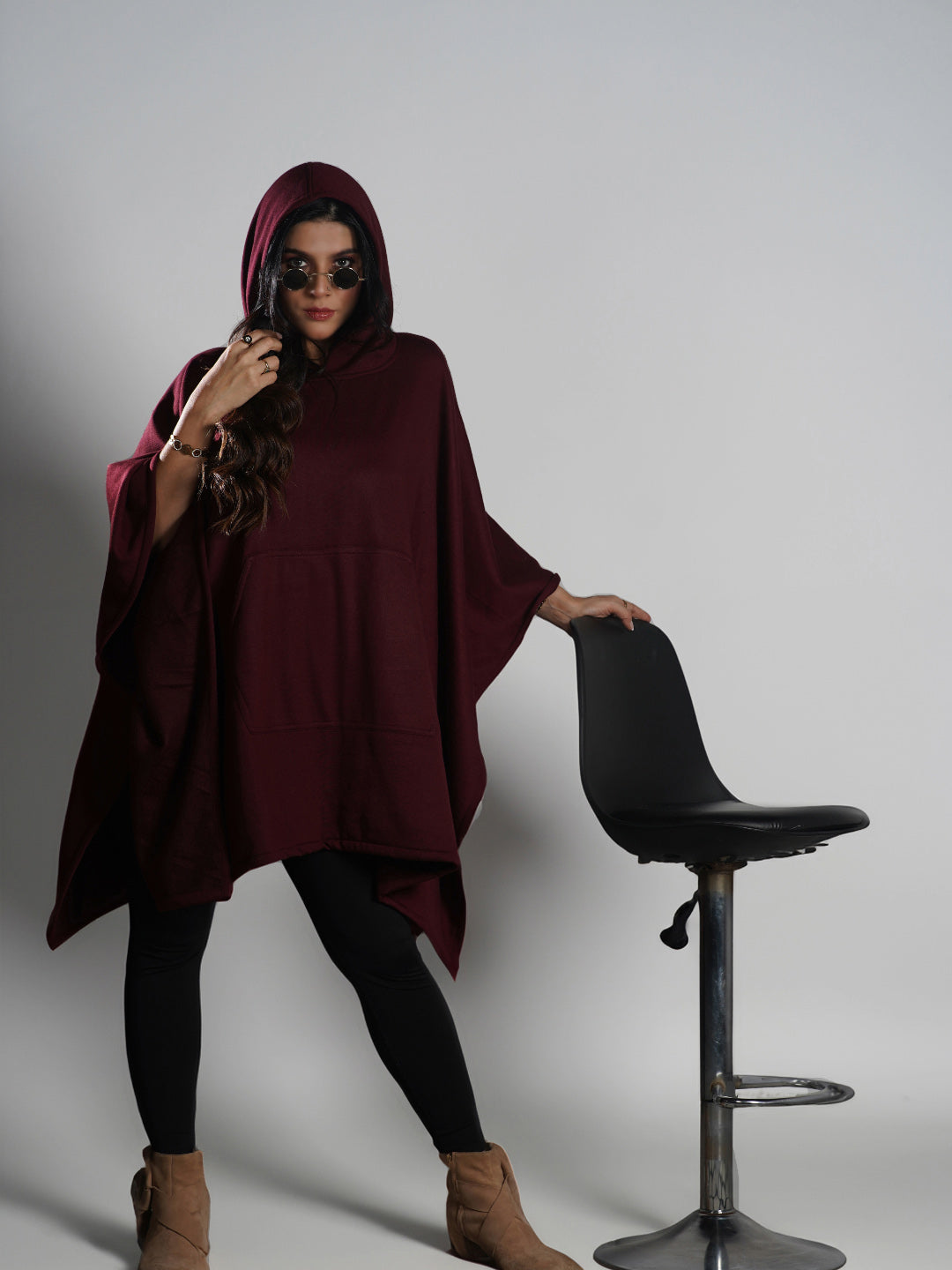 Maroon Poncho Hoodie