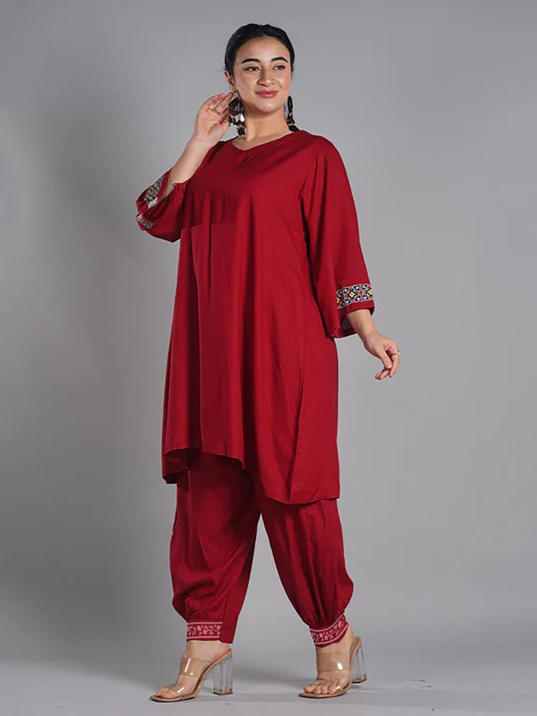 Maroon Rayon Afghani Salwar - Rosengard