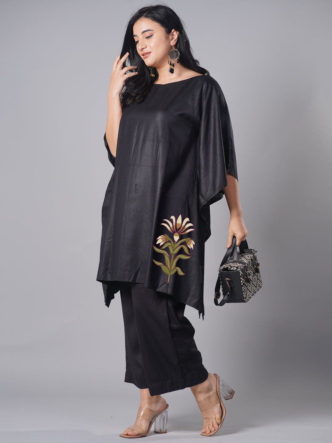 Maroon Rayon Kaftan - EDELWEISS