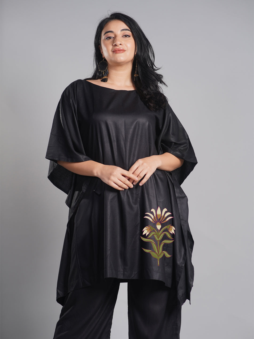 Maroon Rayon Kaftan - EDELWEISS