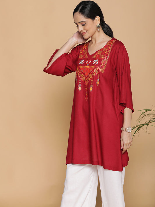 Maroon Rayon Kurti - Maya
