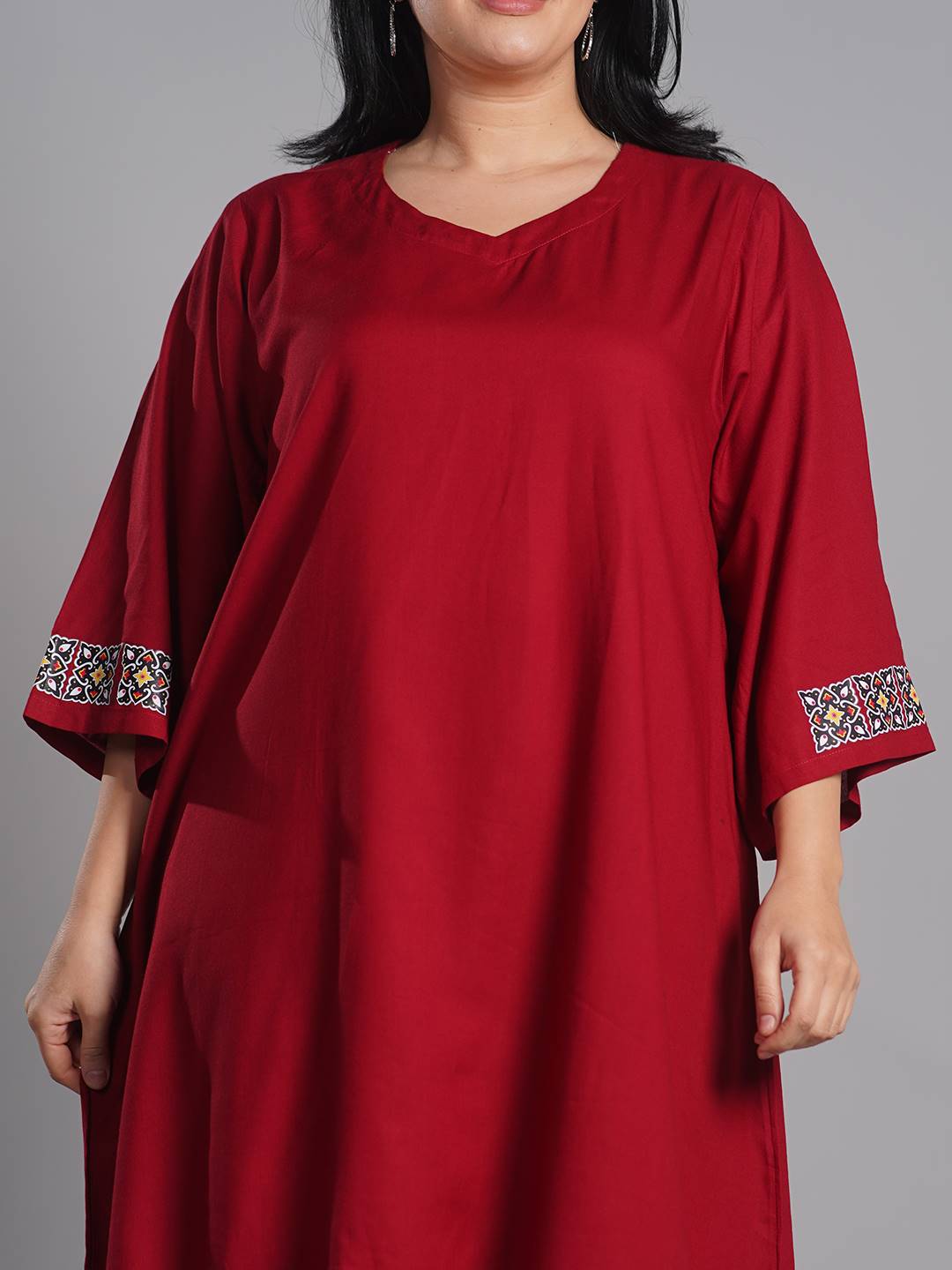 Maroon Rayon Kurti - Mystika