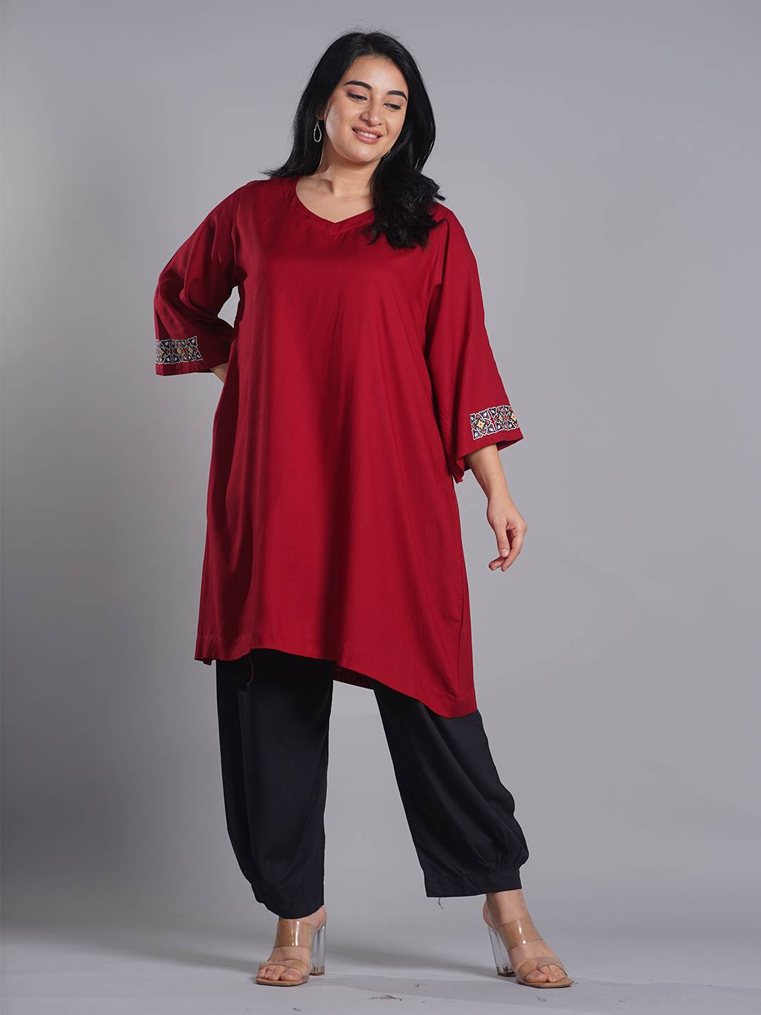 Maroon Rayon Kurti - Mystika