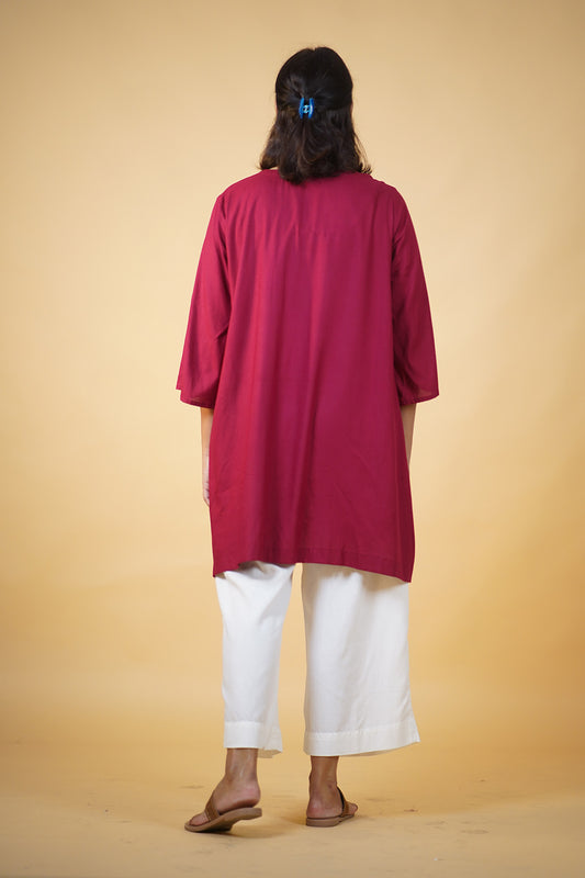 Maroon Rayon Kurti - Nayan