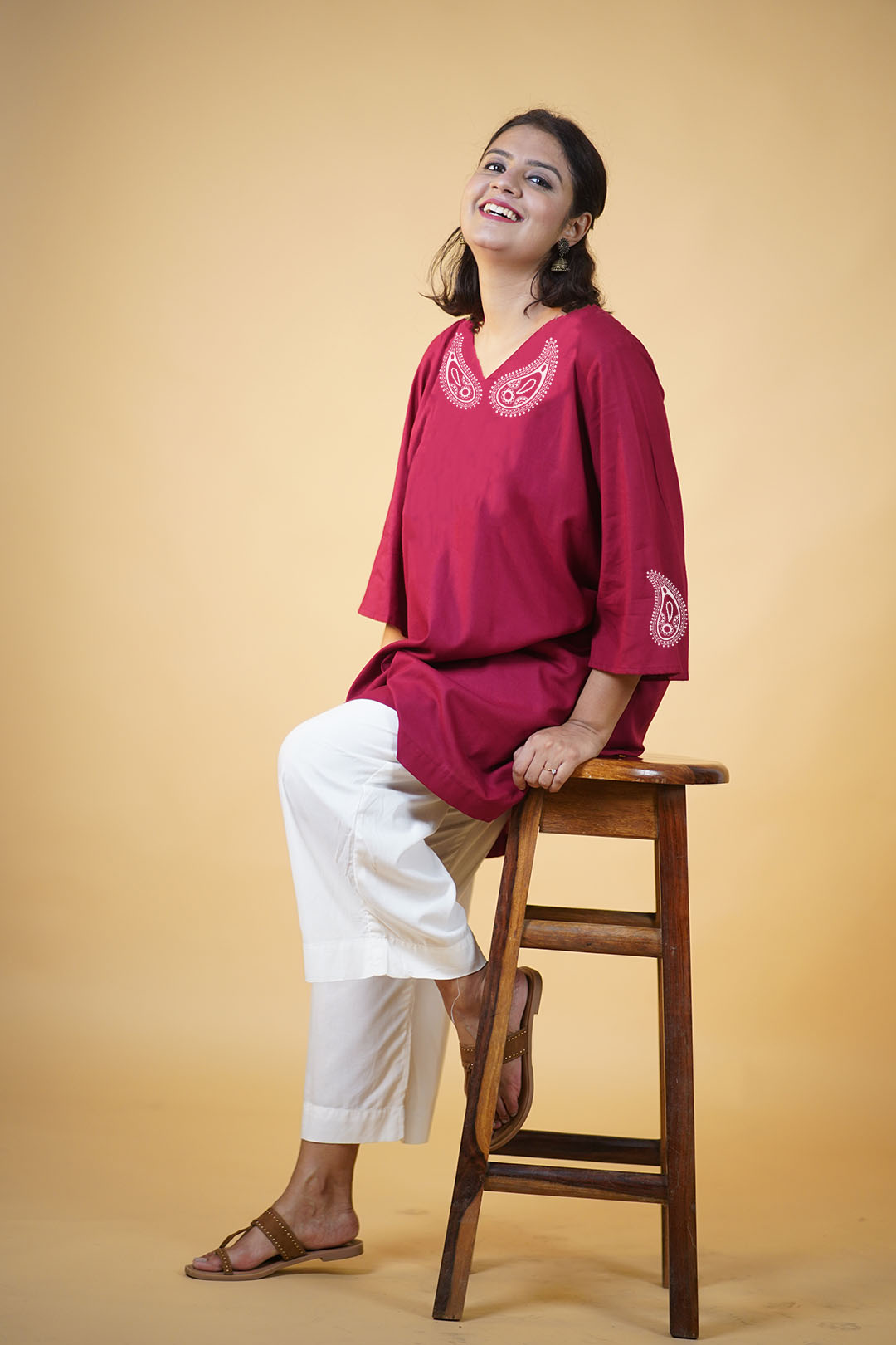 Maroon Rayon Kurti - Nayan