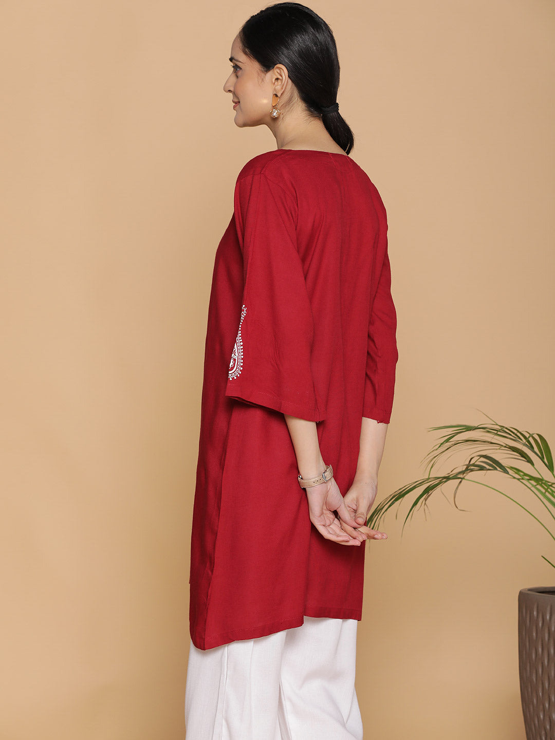 Maroon Rayon Kurti - Nayan