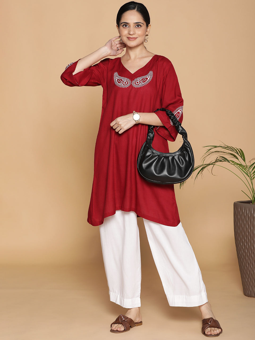 Maroon Rayon Kurti - Nayan