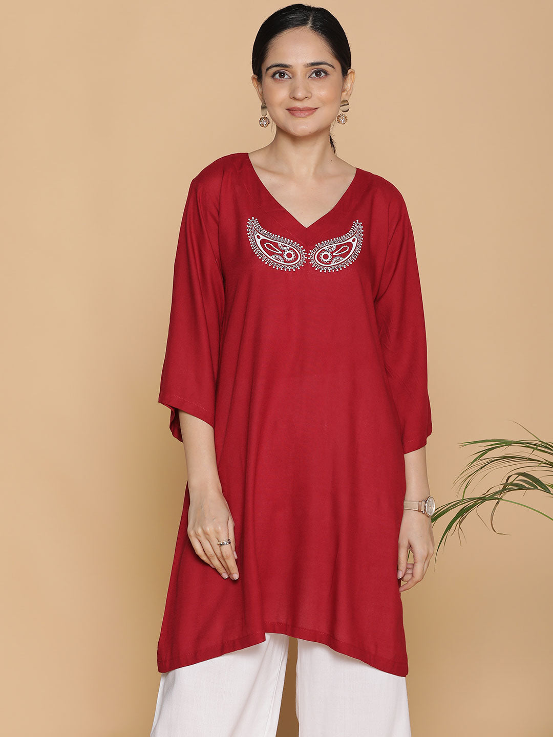 Maroon Rayon Kurti - Nayan