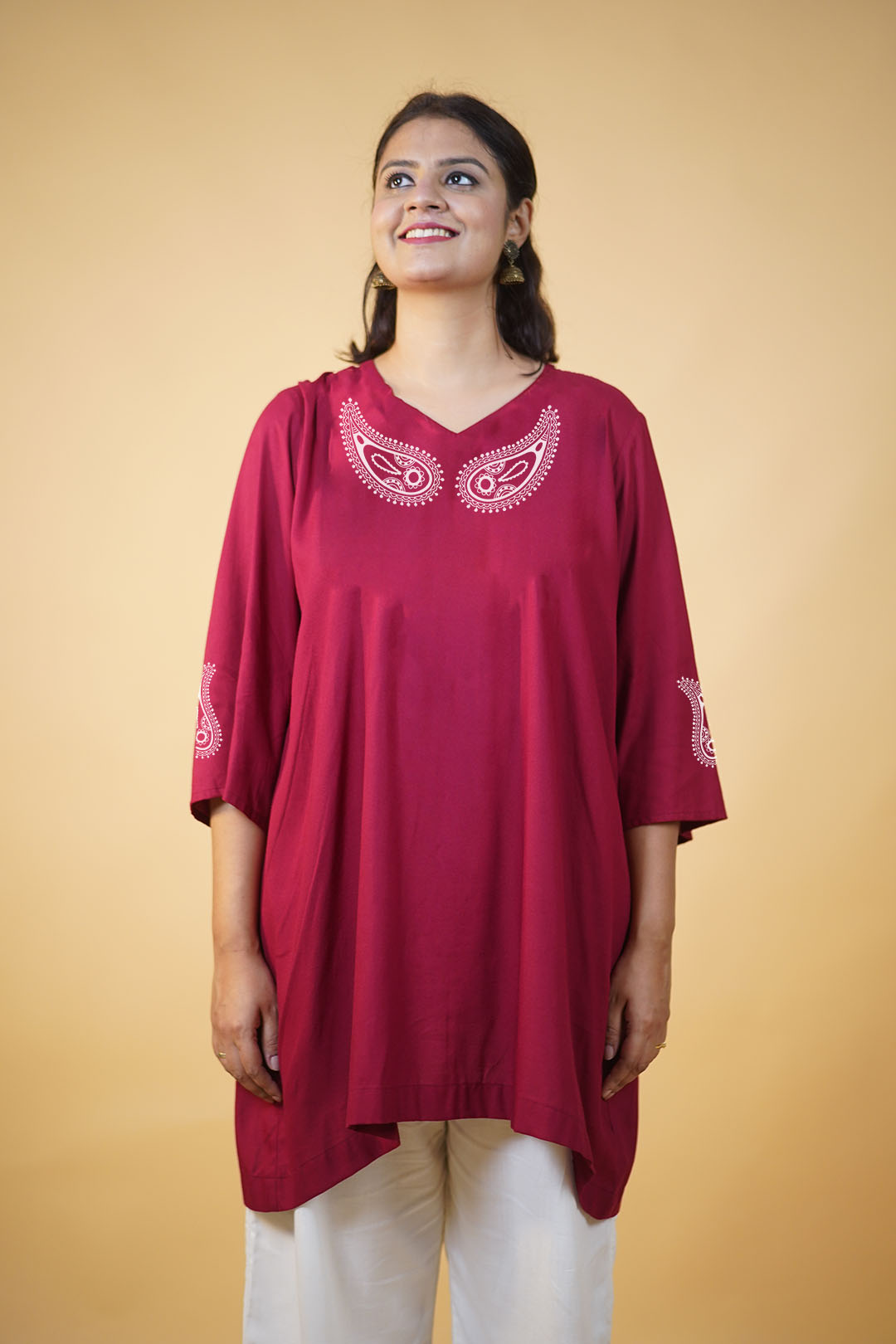Maroon Rayon Kurti - Nayan