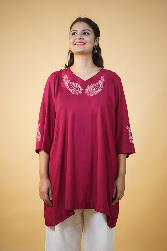 Maroon Rayon Kurti - Nayan