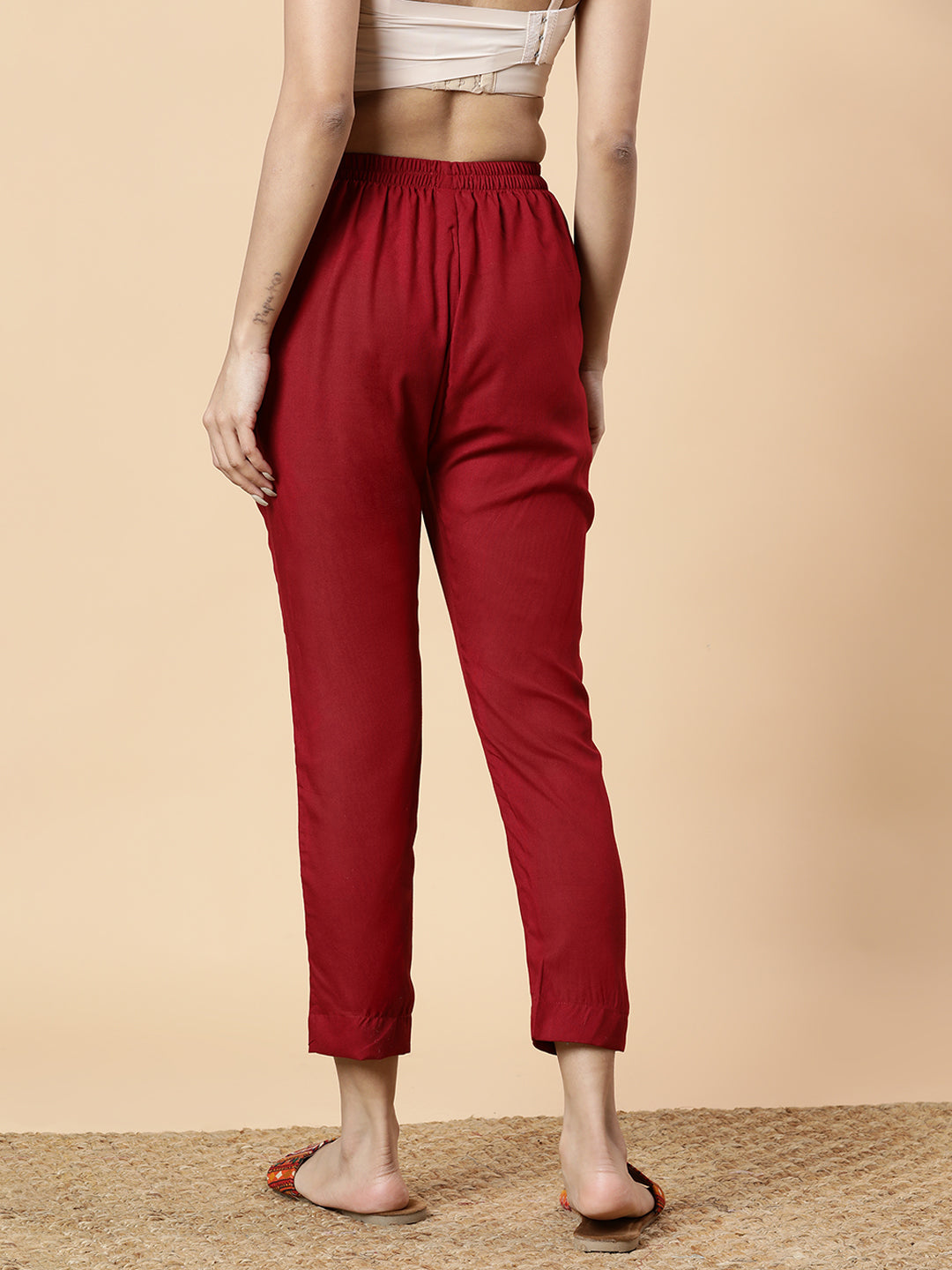 Maroon Rayon Pants