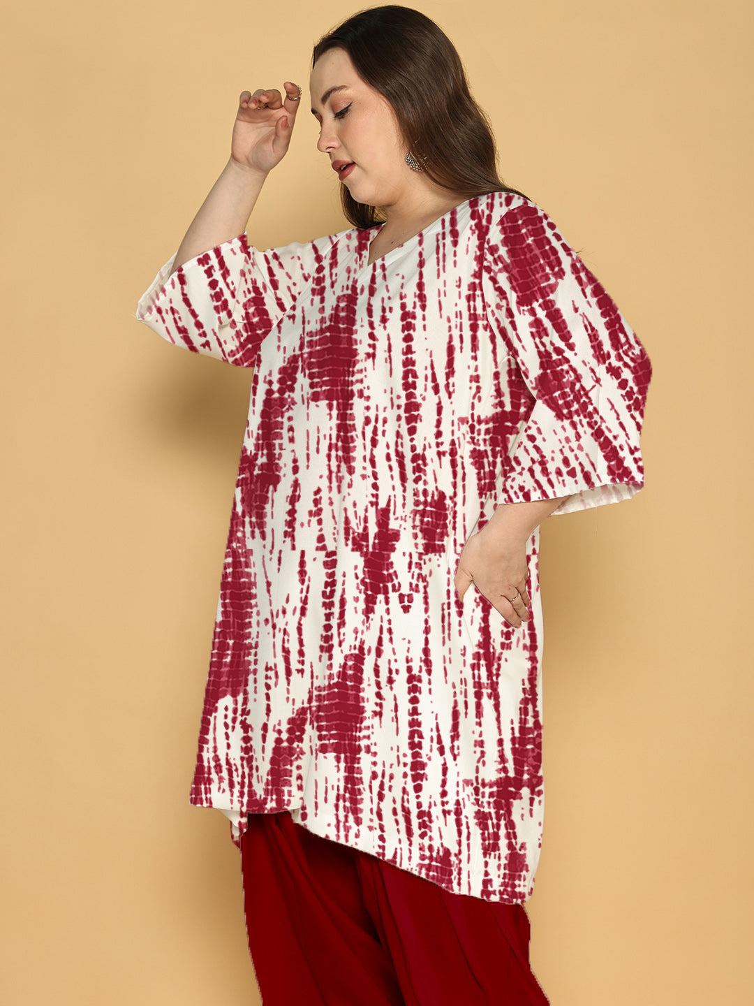 Maroon Rayon Shibori Kurti