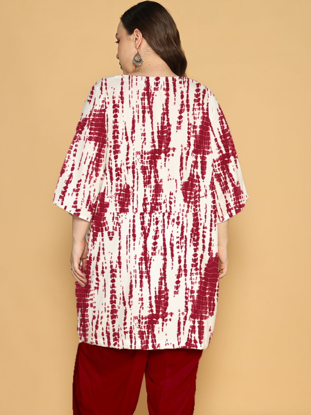 Maroon Rayon Shibori Kurti