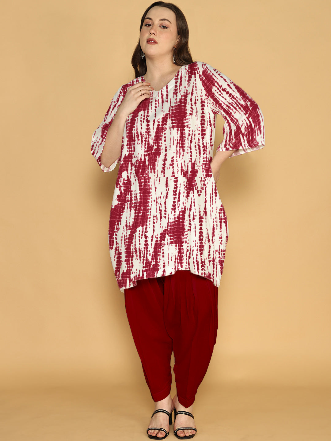 Maroon Rayon Shibori Kurti