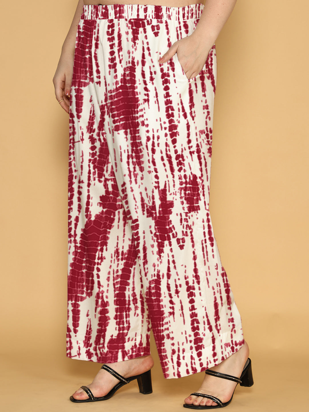 Maroon Rayon Shibori Palazzo