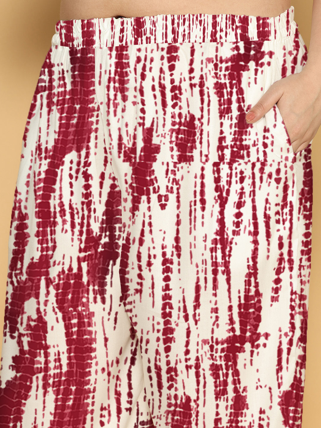 Maroon Rayon Shibori Palazzo