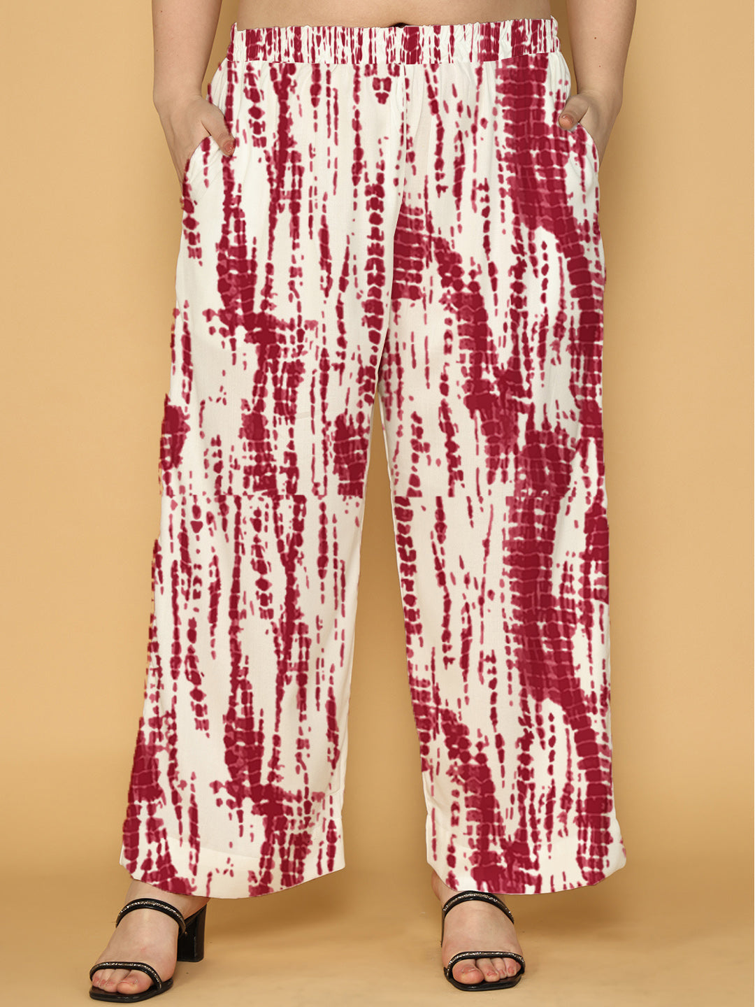 Maroon Rayon Shibori Palazzo