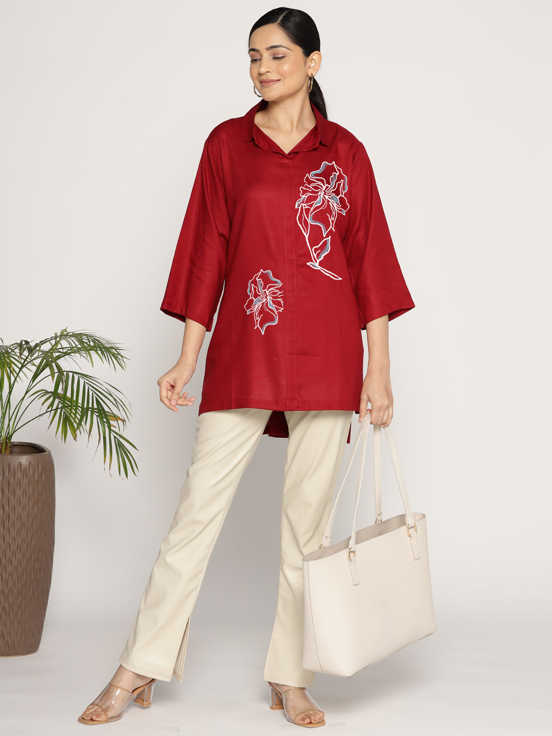 Maroon Rayon ShirtTop - Glisser