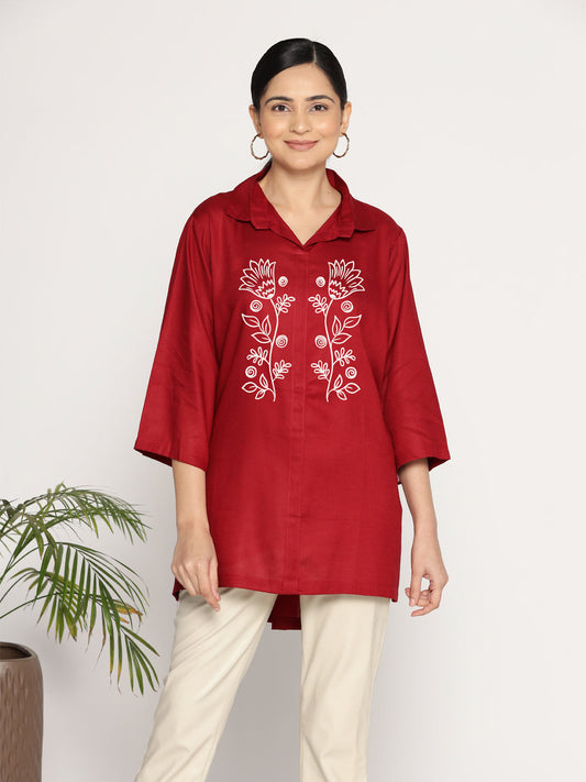 Maroon Rayon ShirtTop - Sieste