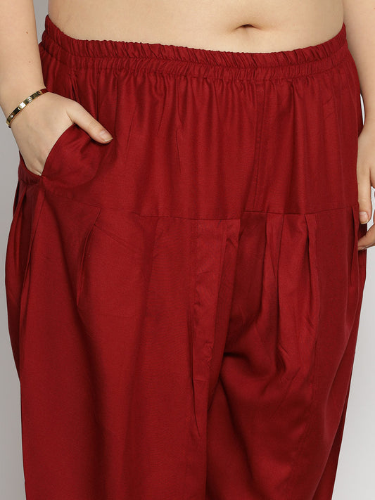 Maroon Rayon Tulip Salwar