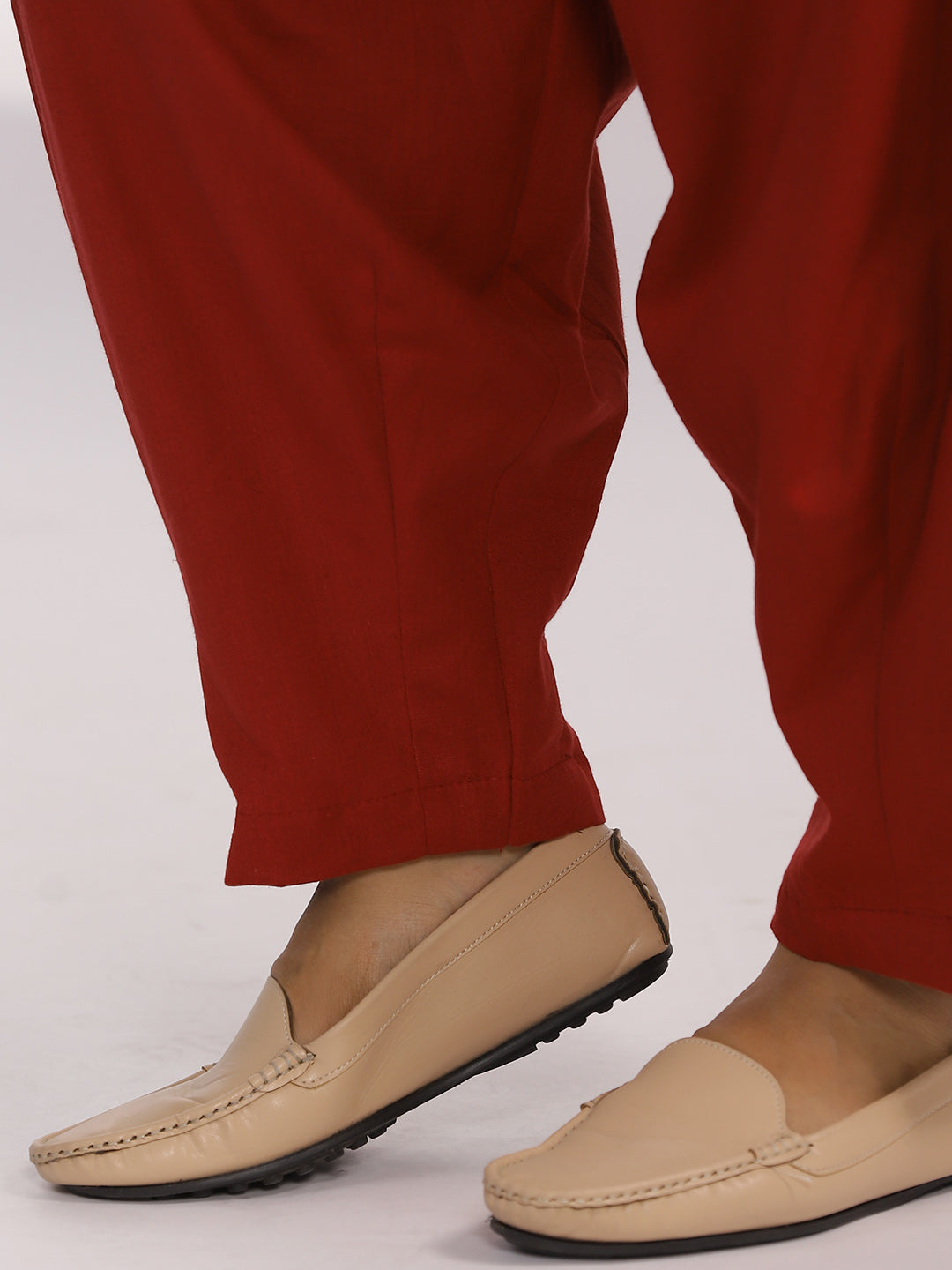Maroon Cotton Mom-Fit Pants
