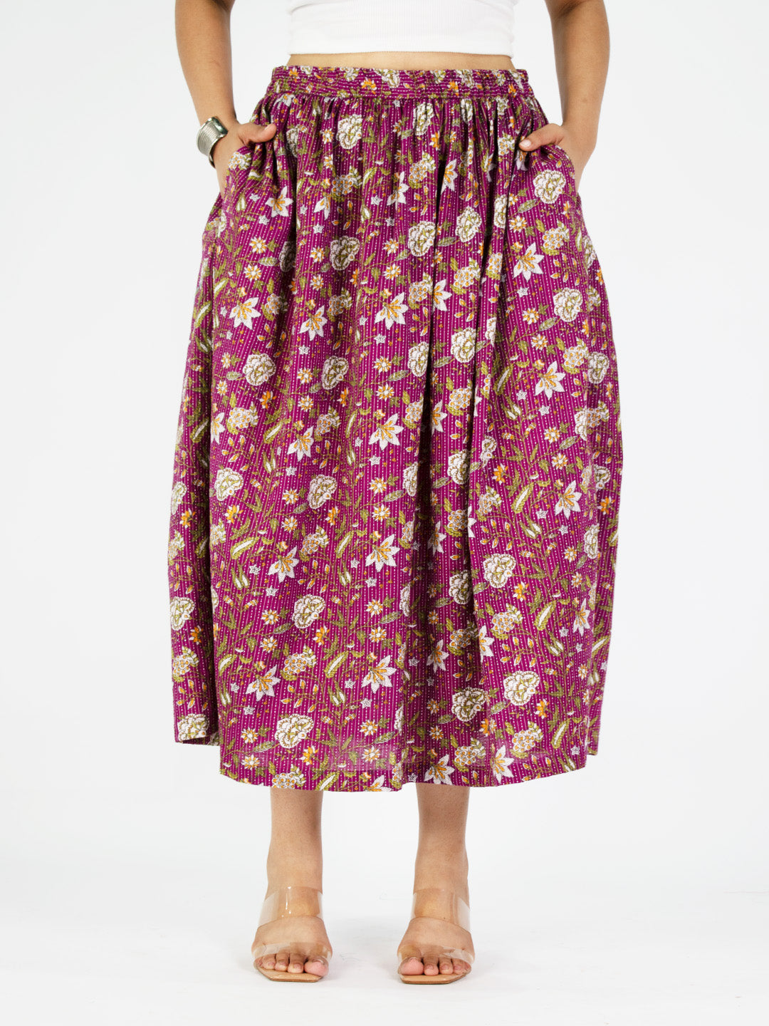 Printed Cotton Gathered Skirt - Mehakta