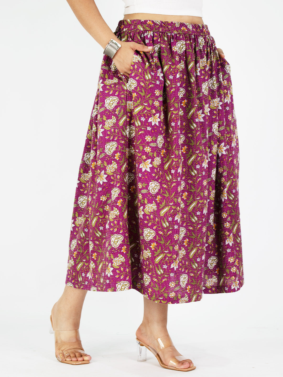 Printed Cotton Gathered Skirt - Mehakta