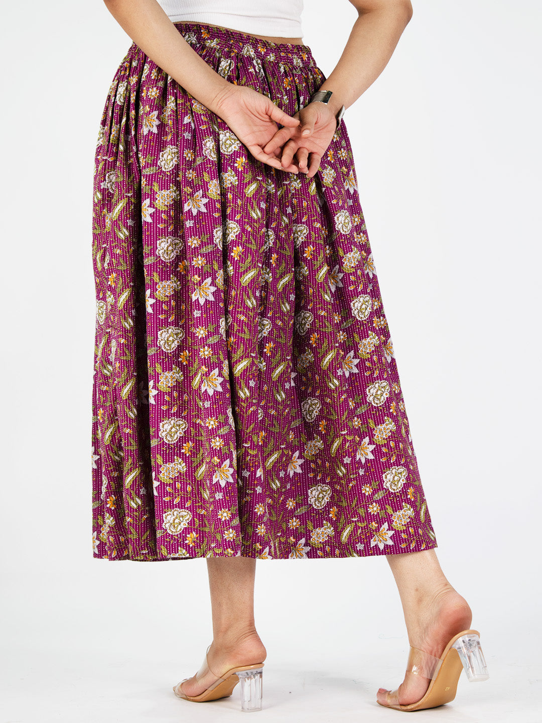 Printed Cotton Gathered Skirt - Mehakta