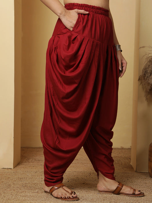Maroon Rayon Dhoti