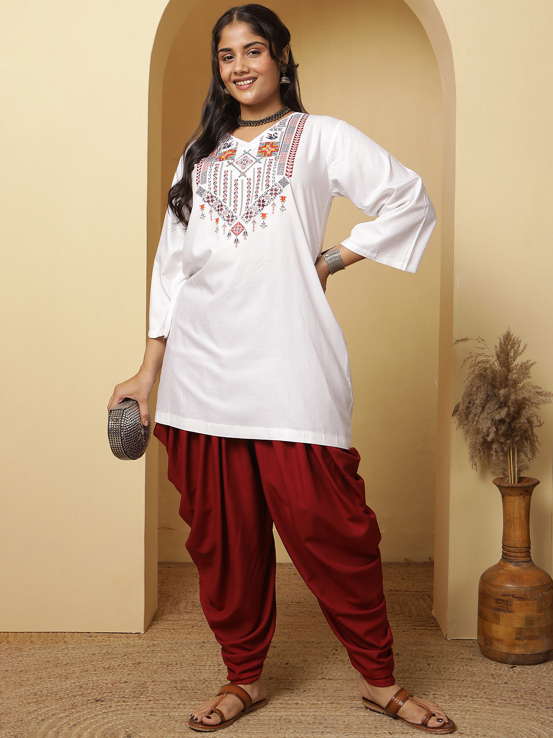Maroon Rayon Dhoti