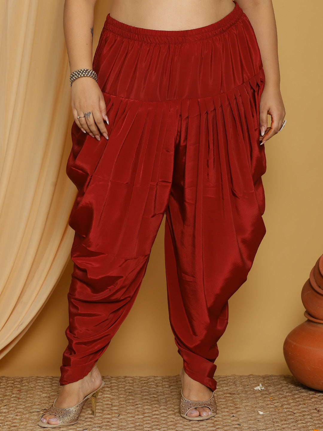 Maroon Crepe Silk Dhoti