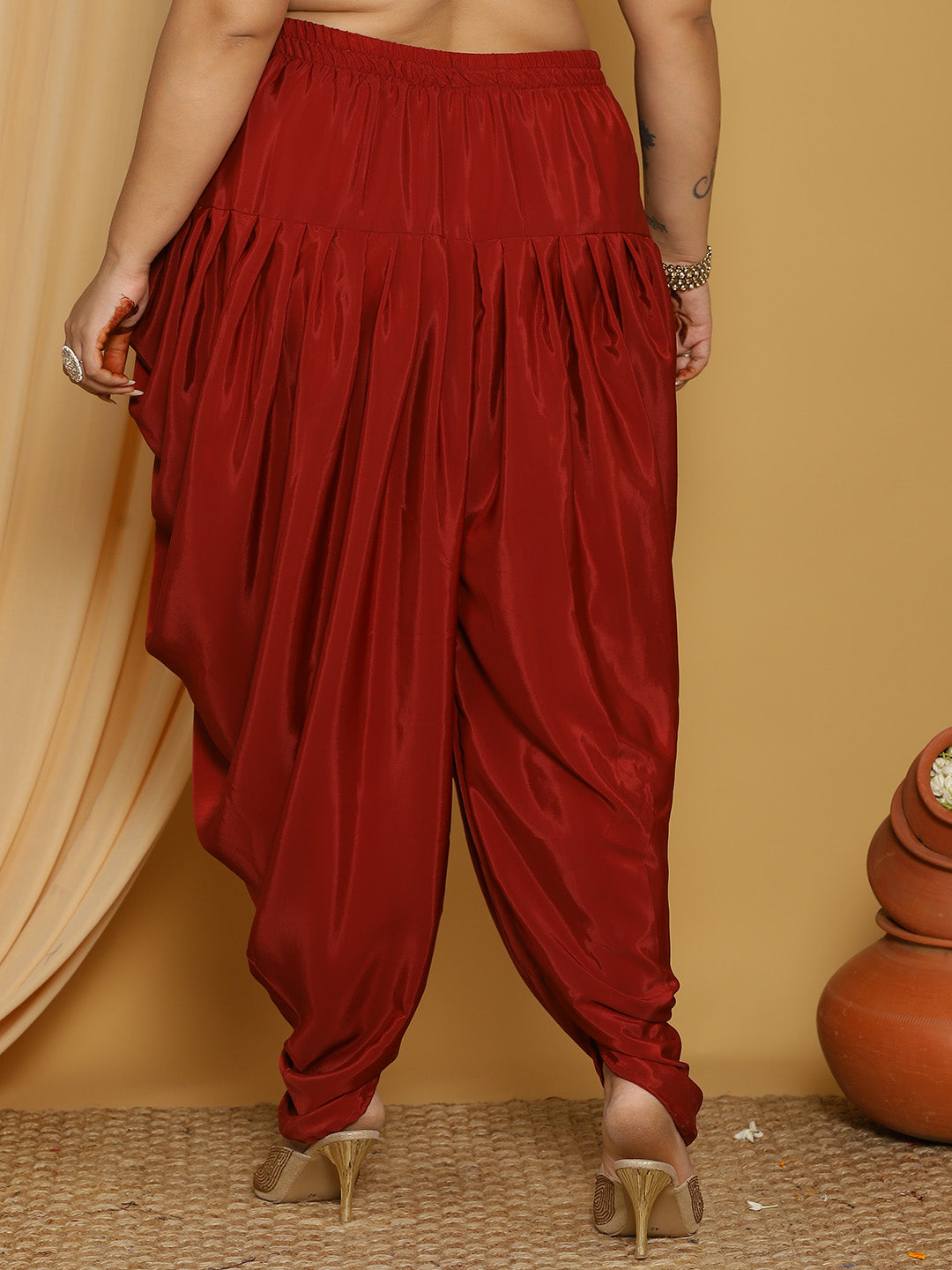 Maroon Crepe Silk Dhoti
