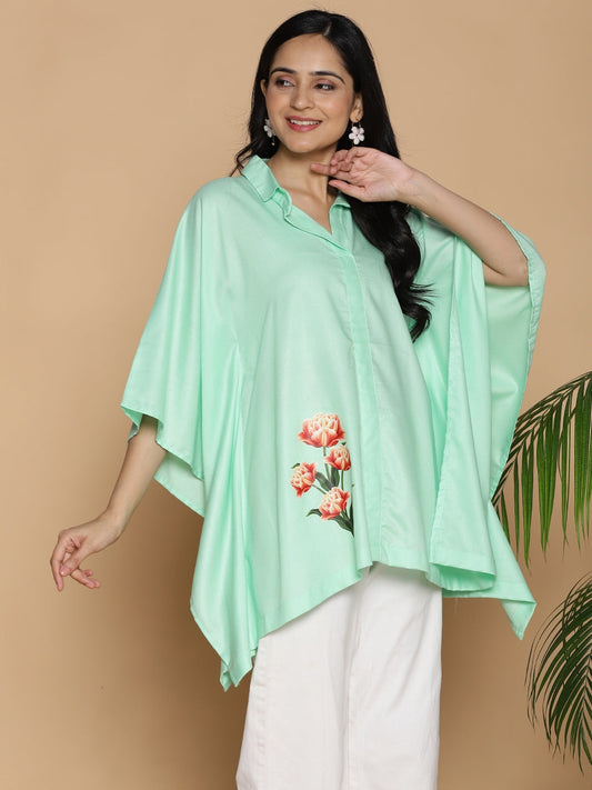 Mint Kaftan Top - Flowering