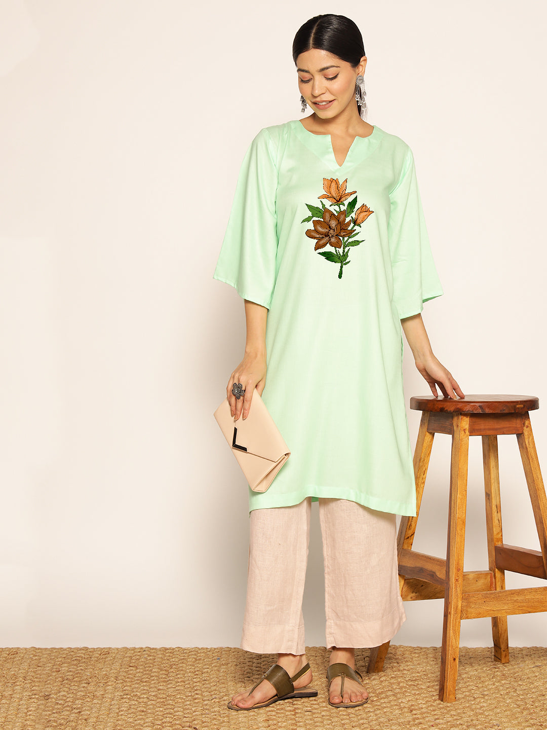 Mint Rayon LongKurta - Priyangu